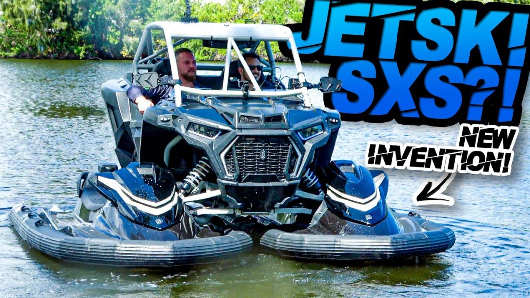 Polaris RZR Strapped to Two Jet Skis the 600 HP Typhoon