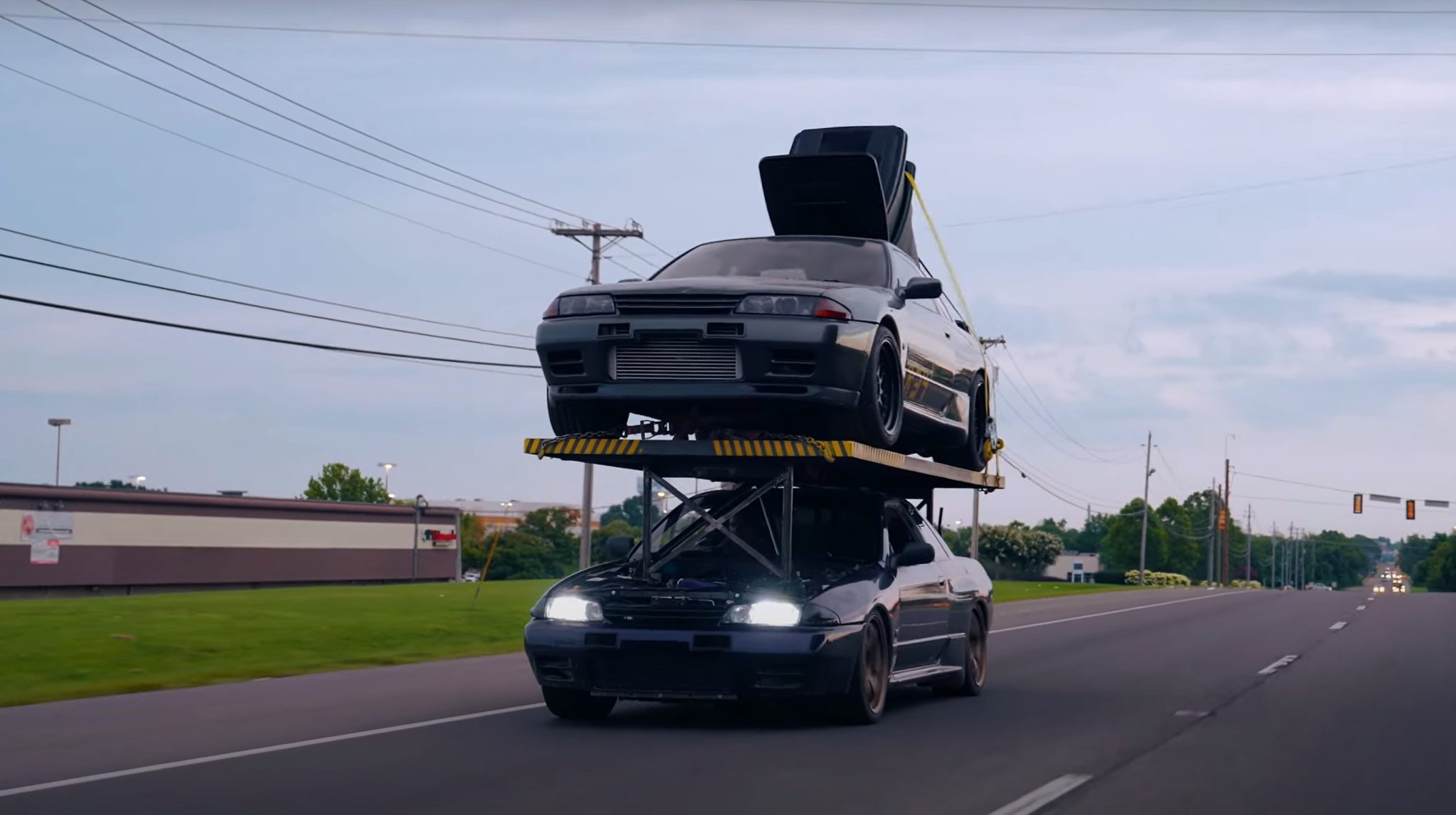 Whistlindiesel Stacks Two R32 Nissan Skyline “gt-rs” On Top Of Each 