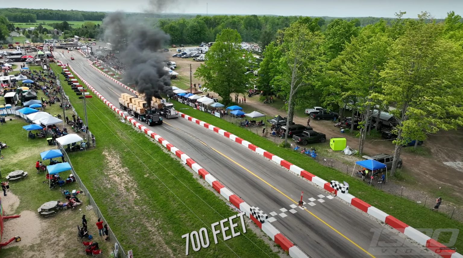 3,000 HP Semi Trucks Drag Racing with 120,000 Lbs Trailers Go From